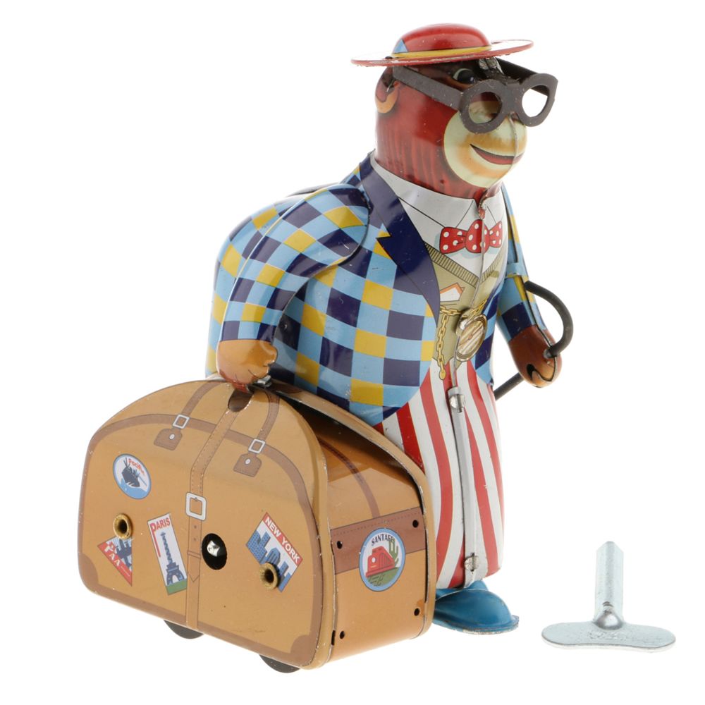 marque generique - rétro vent vieux singe sur les affaires avec valise modèle jouet d'étain à collectionner - Films et séries