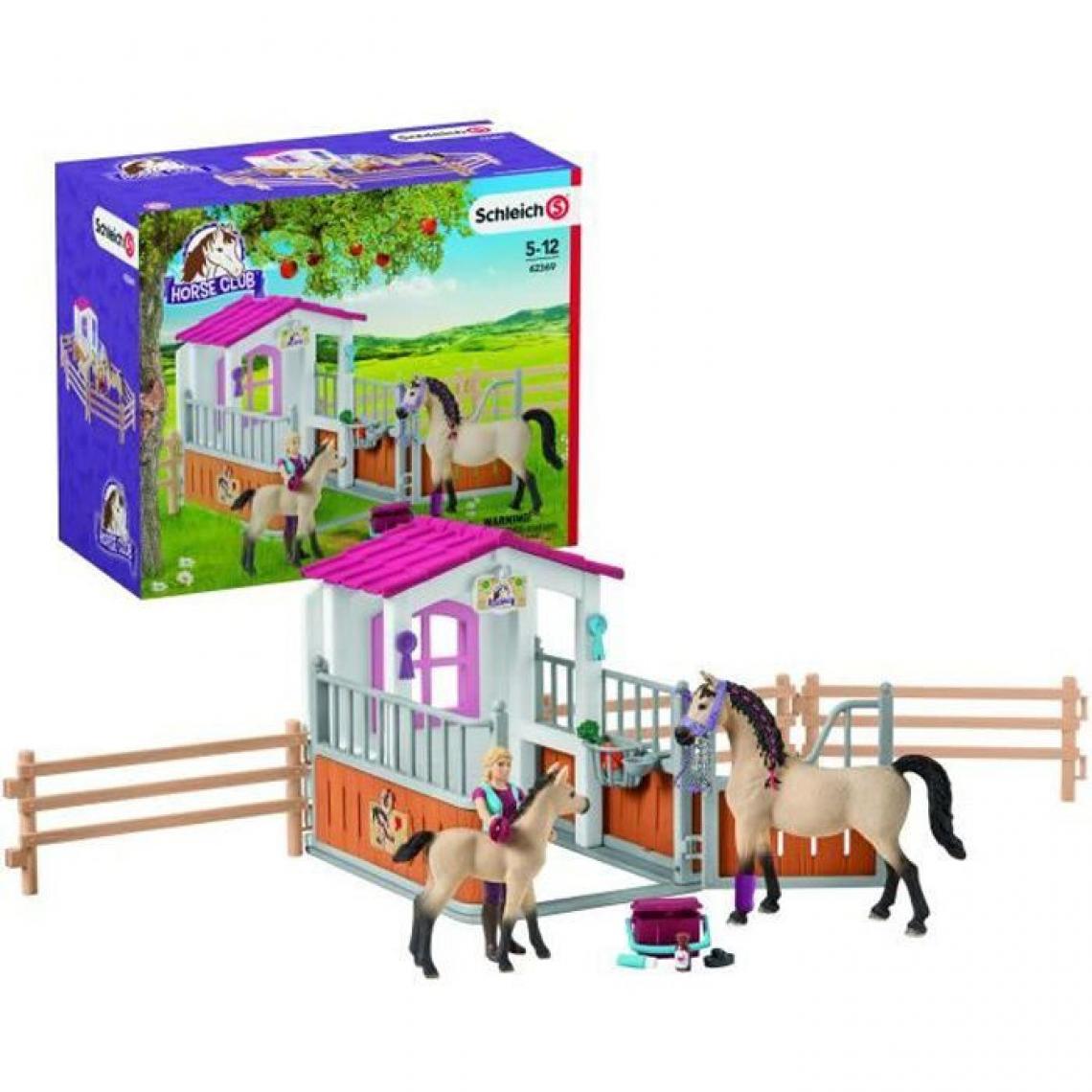 Schleich - Schleich Figurine 42369 - Cheval - Box avec chevaux arabes et soigneuse de chevaux - Films et séries