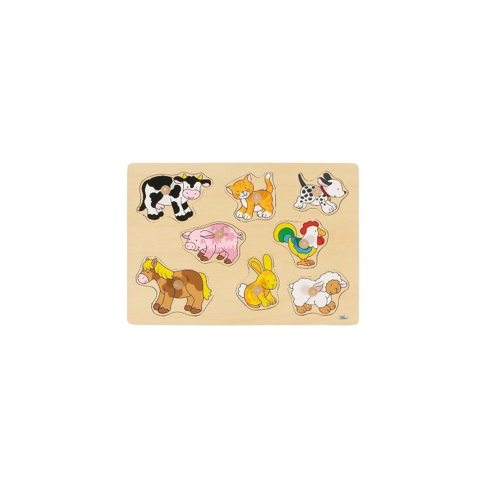 Goki - Puzzle à boutons Bébés animaux 8 éléments - GOKI - Jeux d'éveil