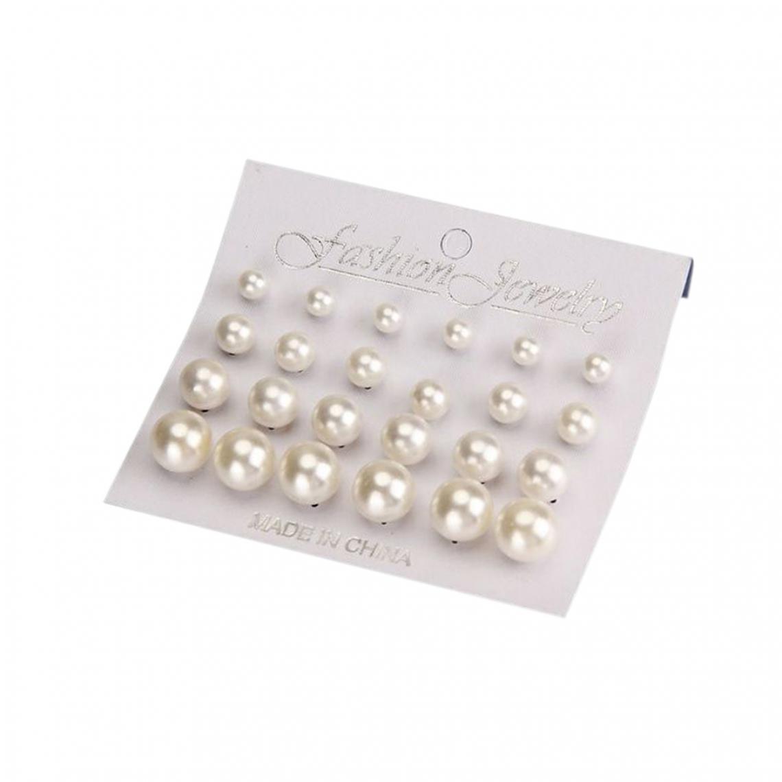 marque generique - 12 Paires de Tailles Mélangées Accessoires de Fille de Boucles D'oreilles En Fausse Perle Blanc Crémeux - Perles