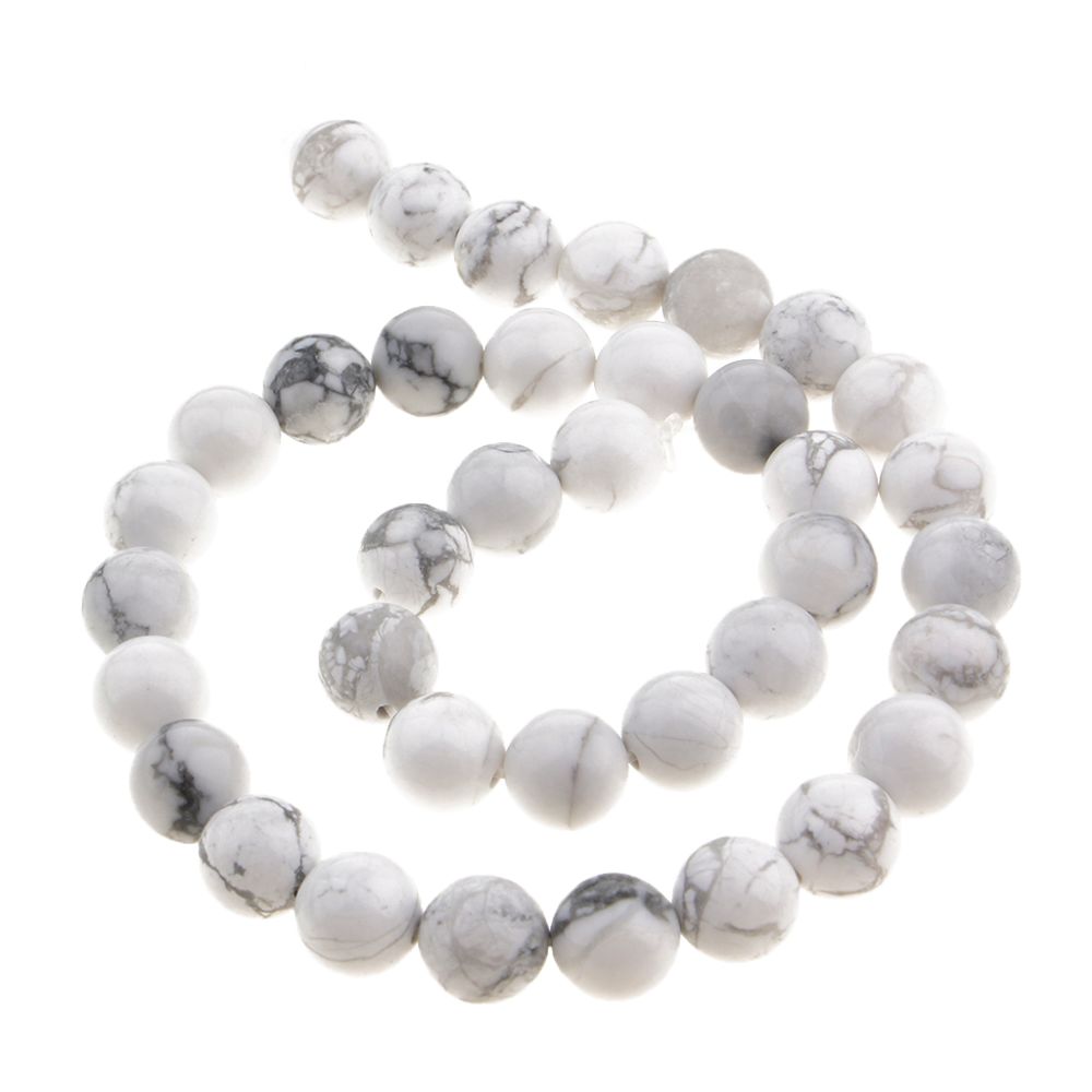 marque generique - pierre précieuse de howlite blanche naturelle autour de perles lâches pour fabrication de bijoux de bricolage faisant 10mm - Perles