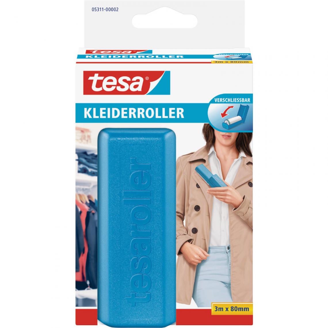 Tesa - tesa Rouleau anti-peluches, 3 m x 80mm,avec mecanisme pliant () - Cuisine et ménage