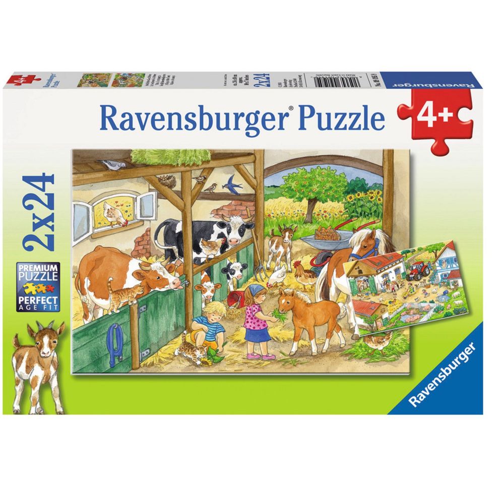 Ravensburger - Puzzle 2 x 24 pièces : Une journée à la ferme - Animaux