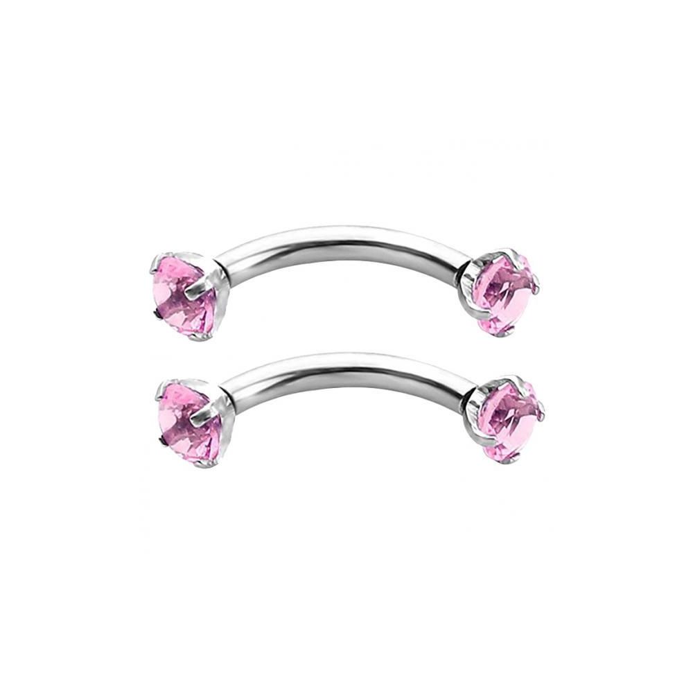 marque generique - acier inoxydable zircon incurvé barre piercing sourcil bijoux rose - Perles