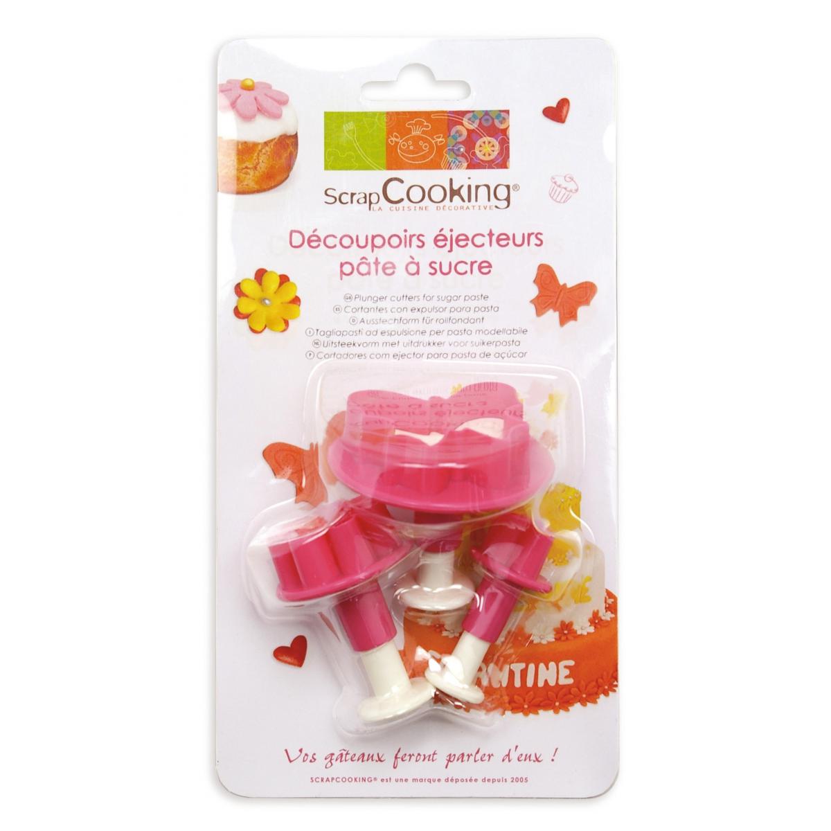 Scrapcooking - Emporte-pièce éjecteur Pâte à sucre coeur fleur papillon - Scrapcooking - Kits créatifs