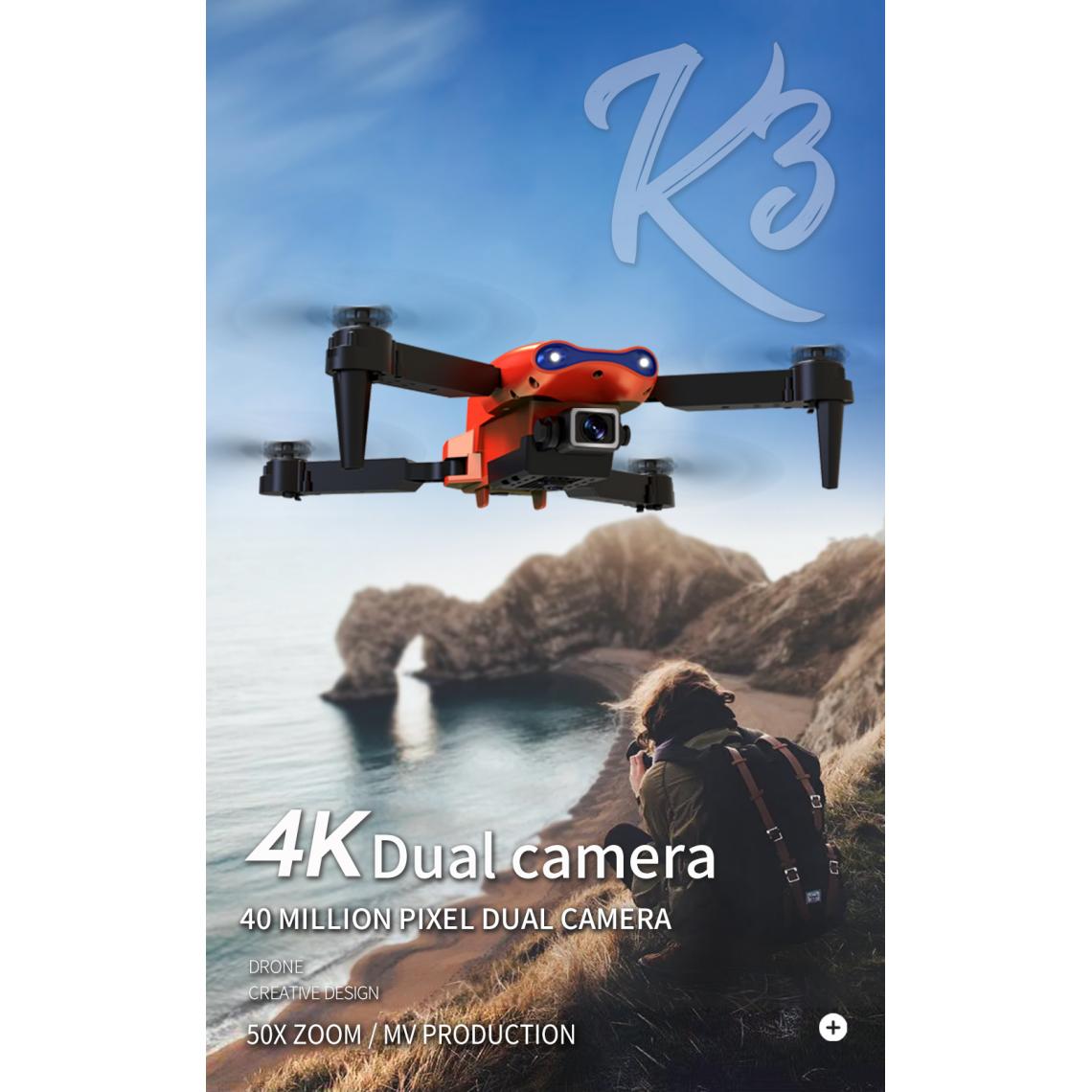 Universal - E99 Pro RC Drone 4K HD Double Caméra GPS WIFI FPV Pliable Retour automatique Drone aérien professionnel PK F11 Drone | RC Helicopter(Orange) - Drone