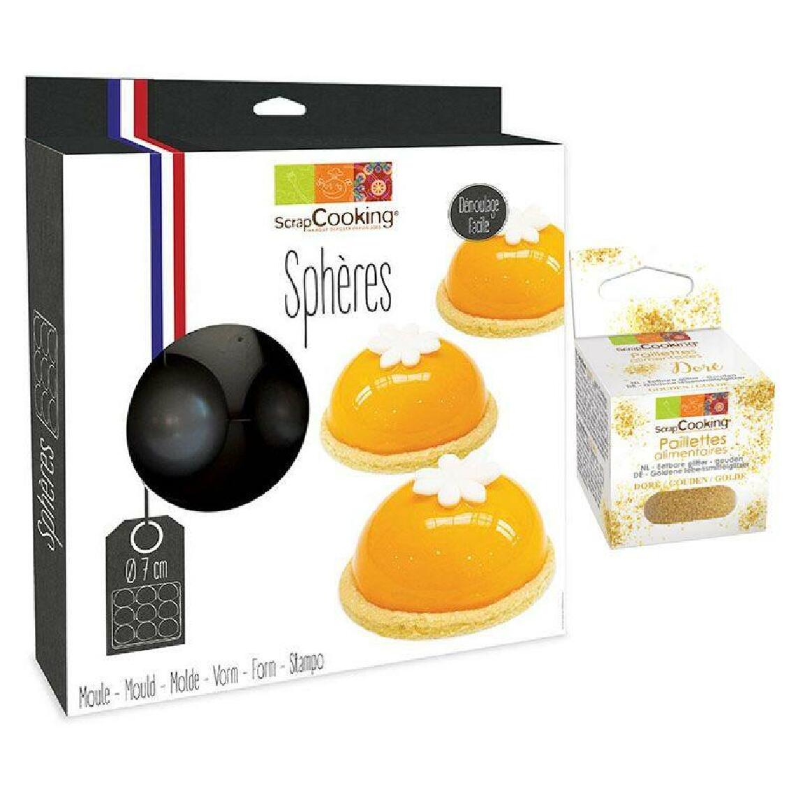 Scrapcooking - Moule à gâteau semi-rigide 9 demi-sphères + paillettes dorées - Kits créatifs