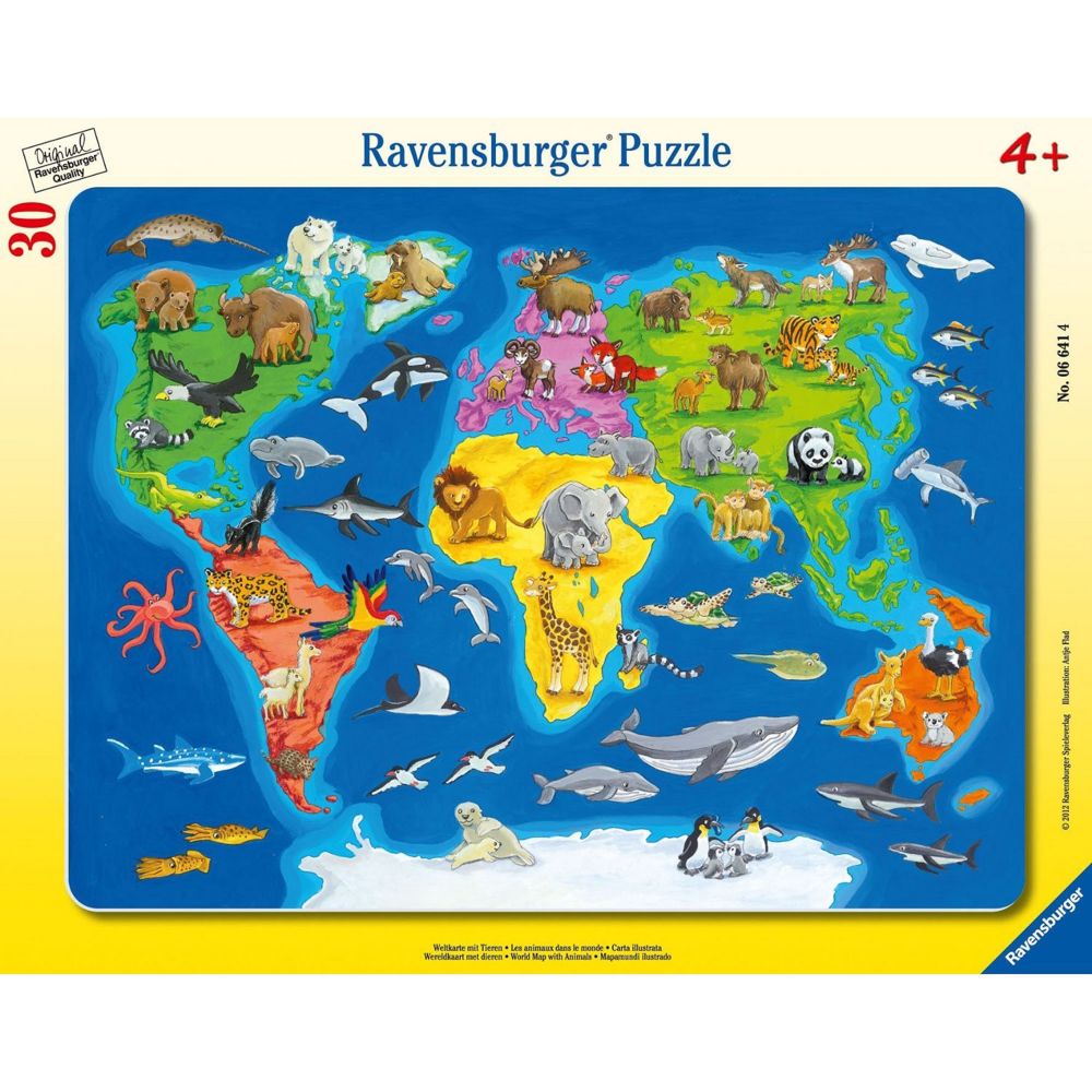 Ravensburger - Puzzle cadre : 30 pièces : Les animaux dans le monde - Animaux