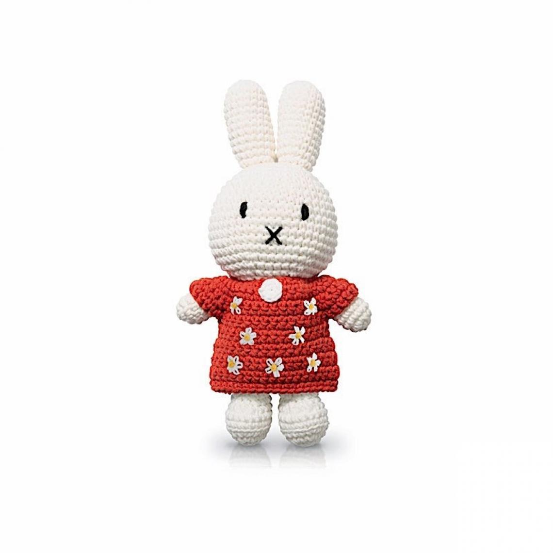 Ac-Deco - Peluche en crochet - Miffy fleurs - L 10 x l 5 x H 25 cm - Rouge - Doudous