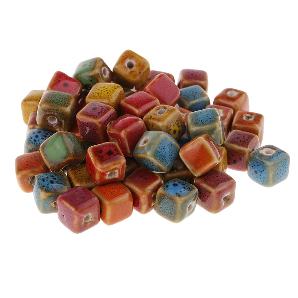 marque generique - Perles en céramique émaillée 50 pièces en porcelaine pour bracelet bricolage 15mm - Perles