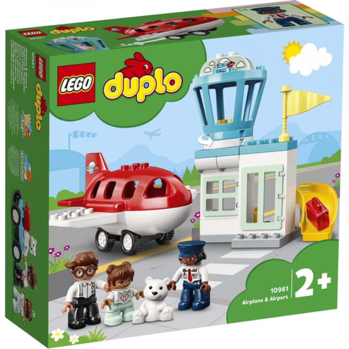 Lego - LEGO 10961 DUPLO Town Avion et aéroport Jouet Enfant 2 ans avec Figurine de Pilote - Briques Lego