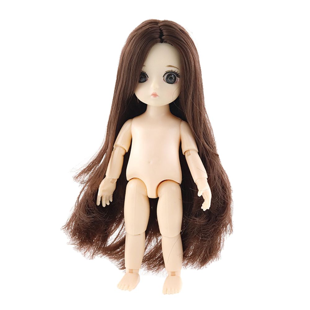 marque generique - Mignon 13 poupée princesse articulée fille jouets Brown cheveux raides - centre de séparation - Poupées