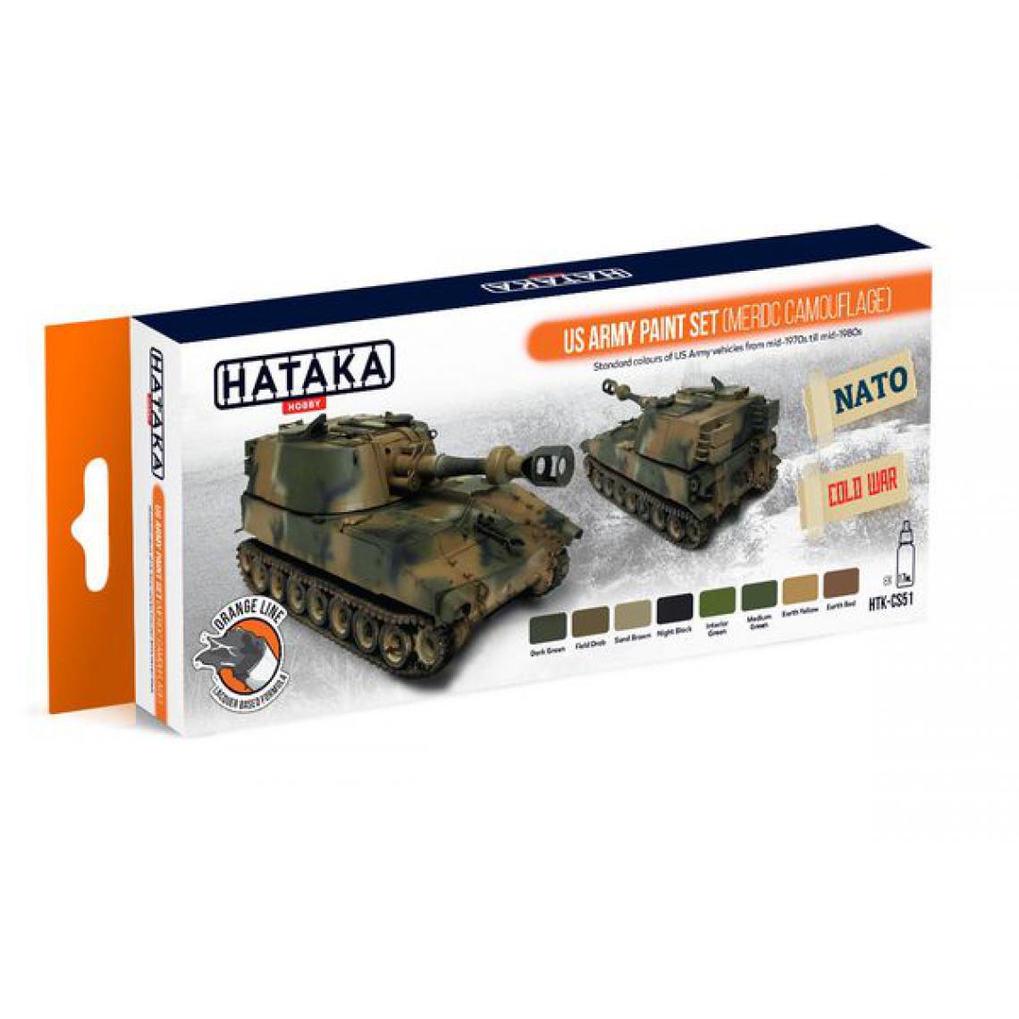 Hataka - Orange Line Set(8 pcs) US Army paint set (MERDC camouflage) - HATAKA - Accessoires et pièces