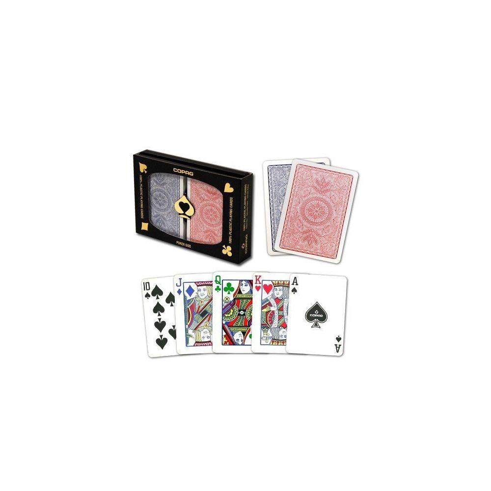 Copag - Copag 4-Color Dual Deck Set - Red/Blue Poker Size Regular Index - 100% Plastic Playing Cards with Protective Display Case - Dessin et peinture