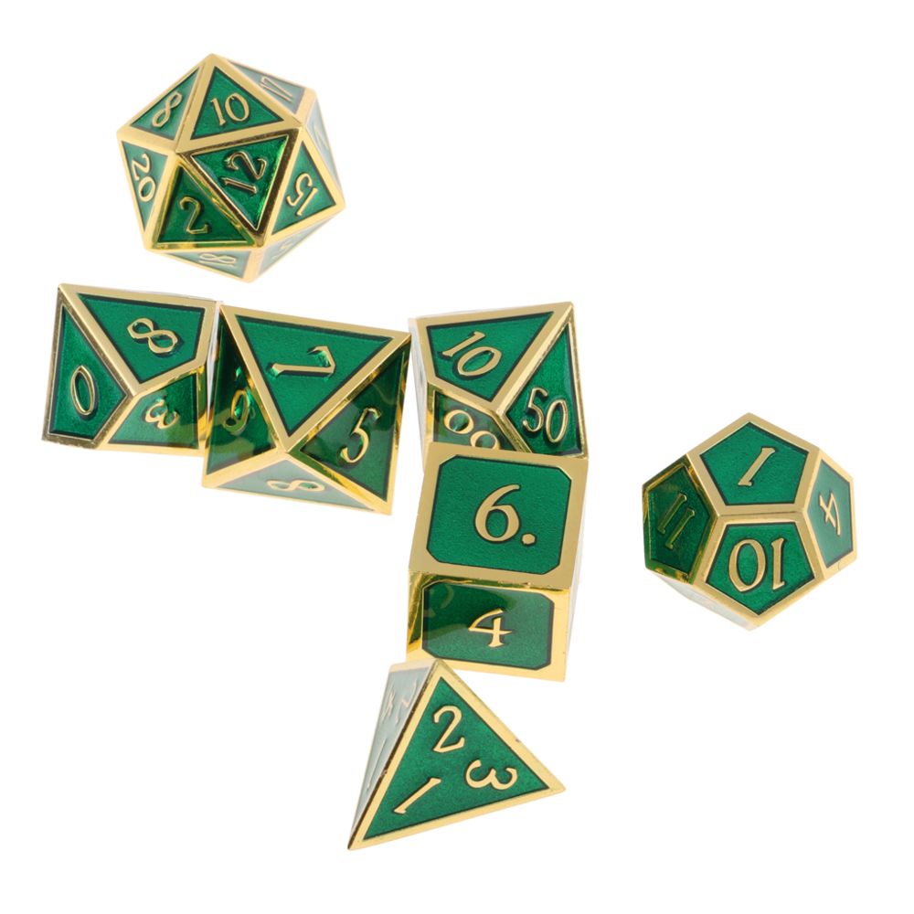 marque generique - Jeu de 7 jeux de dés polyédriques avec jeux de dés polyédriques jeu de dés en alliage coloré Jeu de dés vert - Jeux de rôles