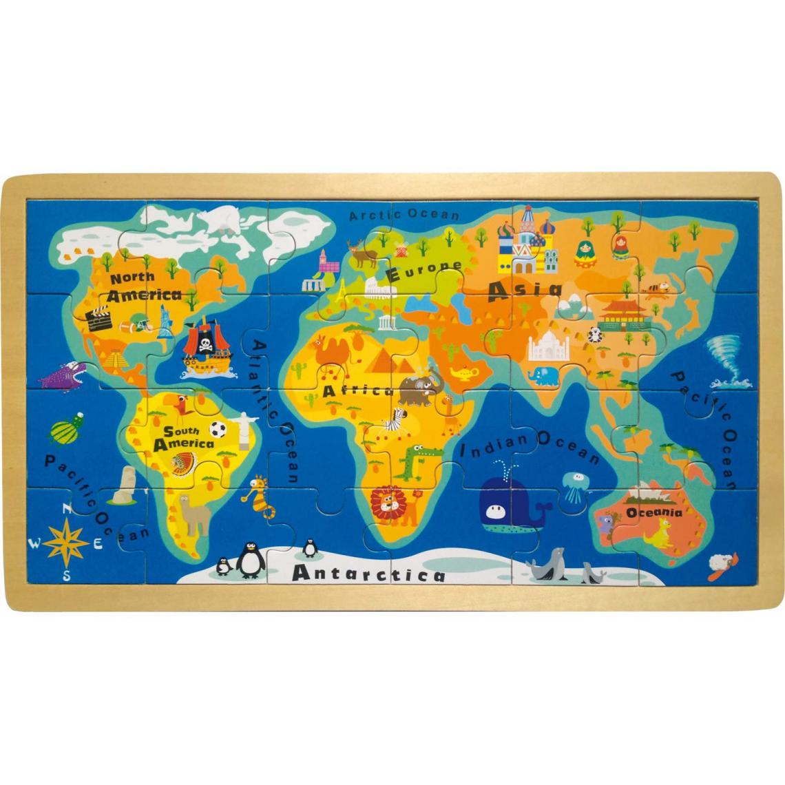 Small Foot - puzzle carte du monde en bois - Animaux
