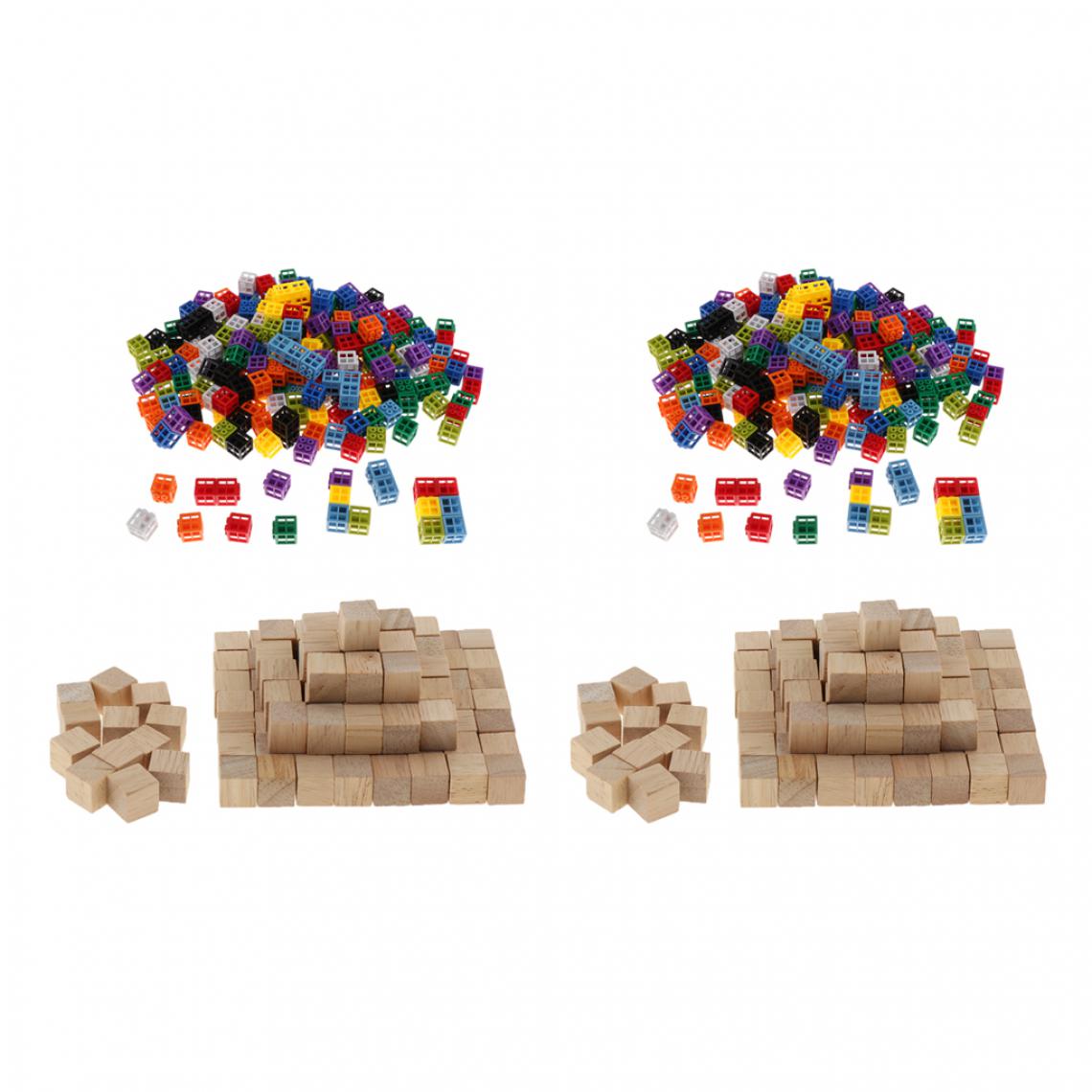 marque generique - 680pcs Cubes en Bois Naturelles + Compteurs Cubes Mathlink 1cm Jeux de Construction Jouets Educatifs pour Enfants - Jeux éducatifs