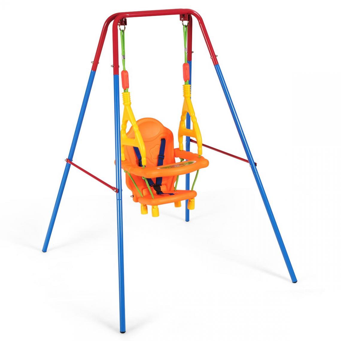 Decoshop26 - 3 en1 balançoire pour enfants avec portique et siège avec dossier accoudoir et ceinture sécurité charge max 25 kg 20_0000057 - Tricycle