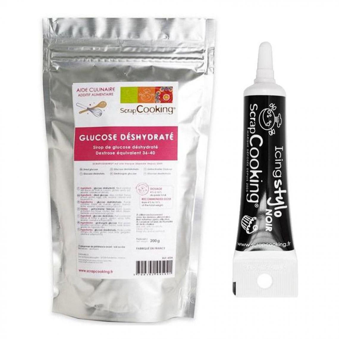 Scrapcooking - Glucose déshydraté 200 g + Stylo de glaçage noir - Kits créatifs