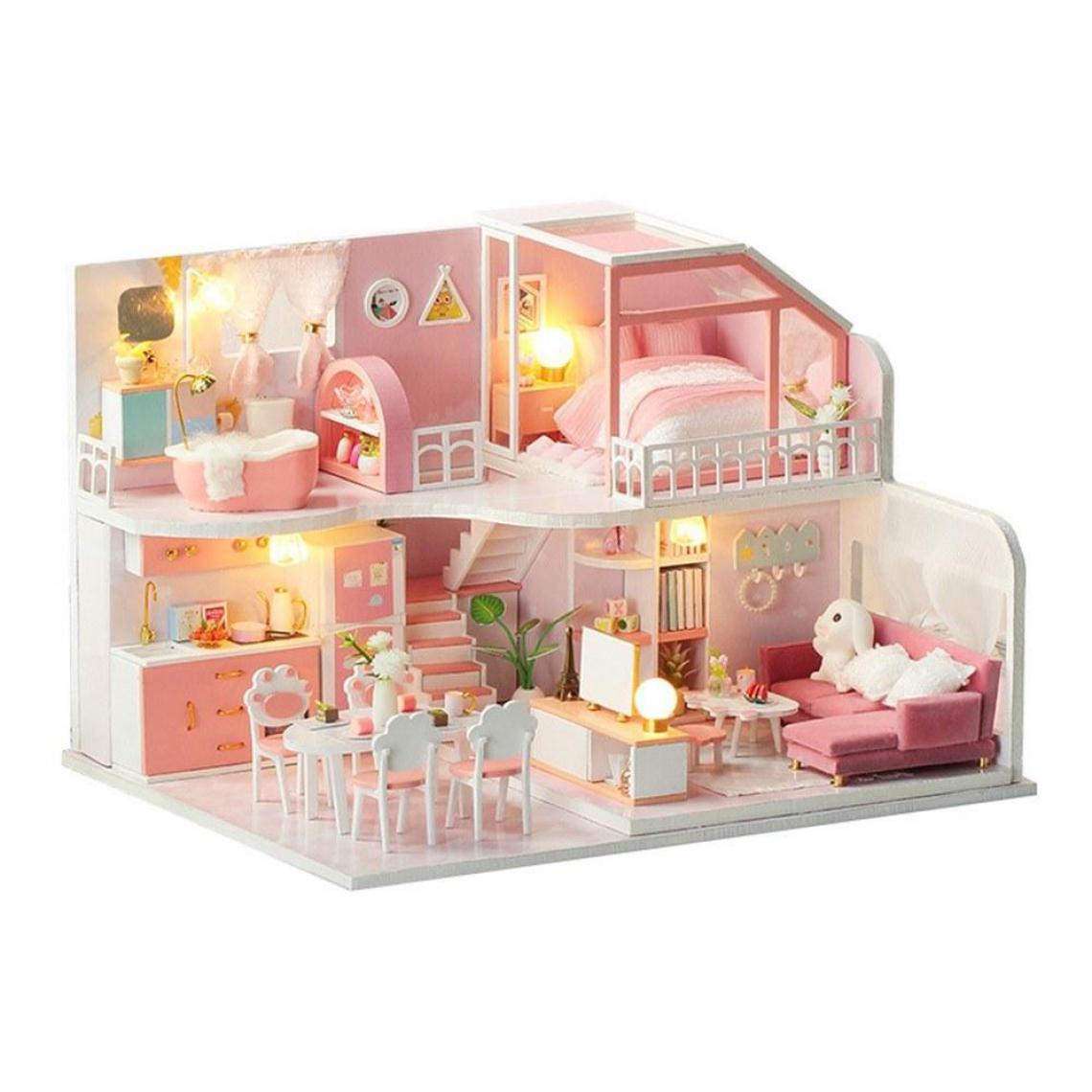Justgreenbox - Kit de maison de poupée miniature en bois bricolage - T3654657590208 - Poupées