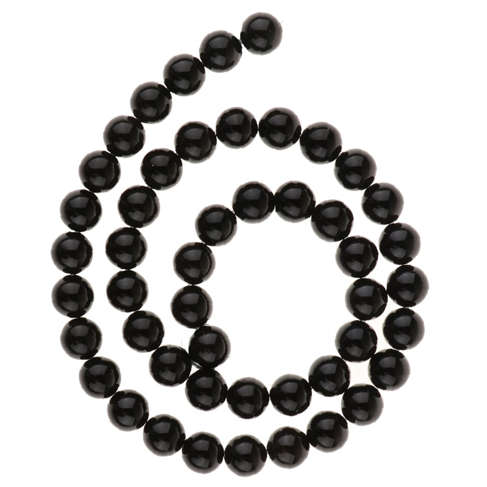 marque generique - surface lisse agate noire onyx ronde perles lâches pour fabrication de bijoux 8mm - Perles