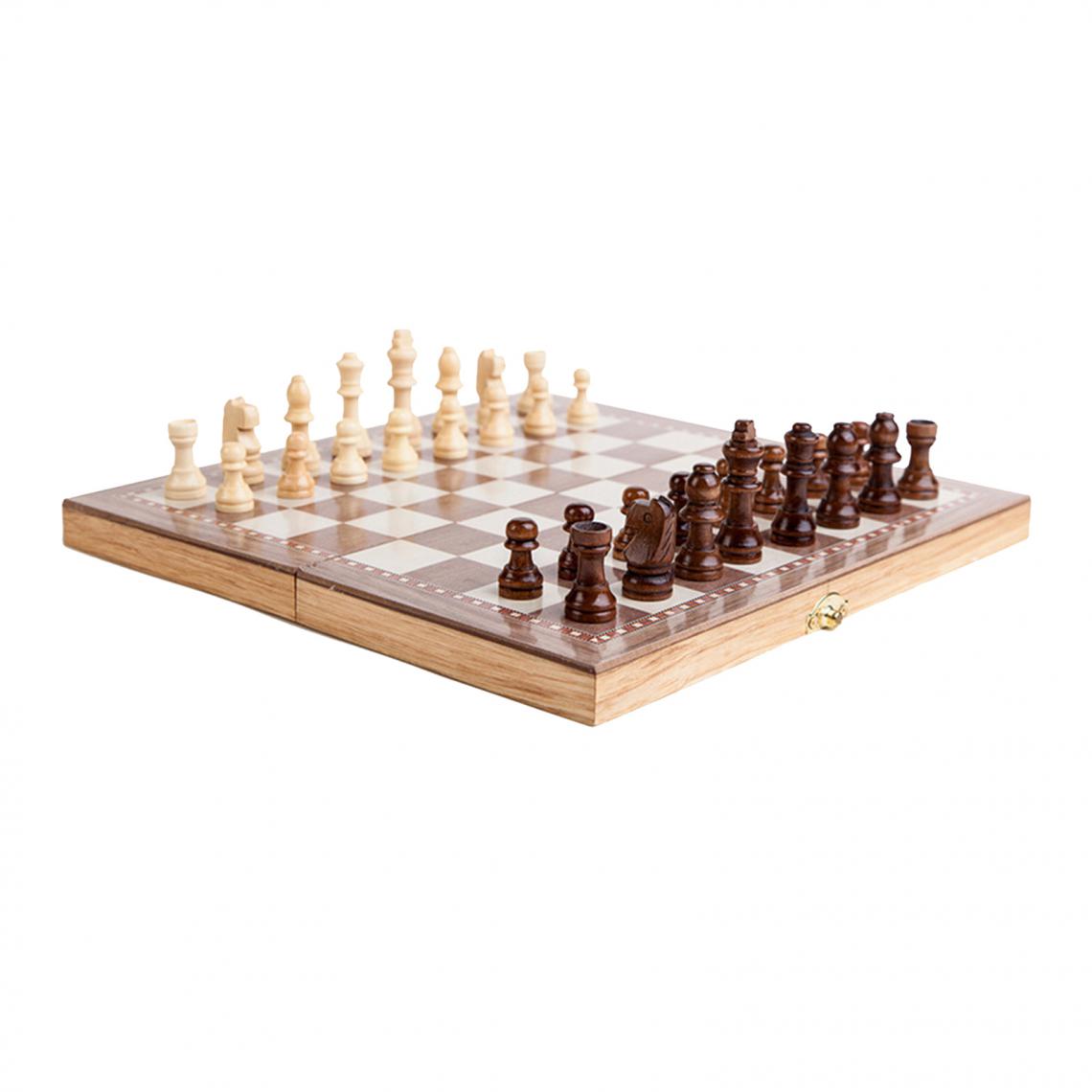 marque generique - Pliage Jeu de société En Bois Jeu d'échecs Échecs Dames Backgammon 3 dans 1 pour Accueil Voyage 11.8x11.8inch - Jeux de stratégie