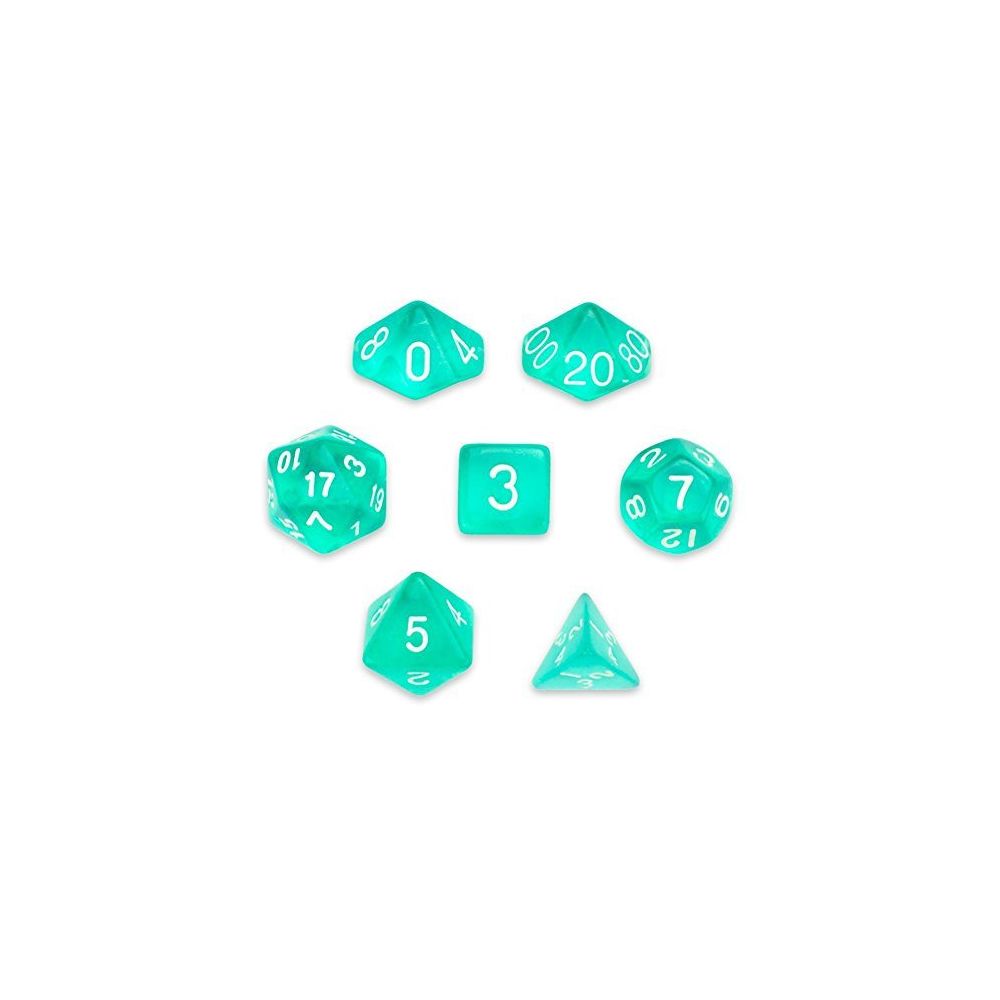 Chessex - Chessex Polyhedral 7-Die Translucent Dice Set - Teal (d4 d6 d8 d10 d12 d20 & d00) - Jeux d'adresse