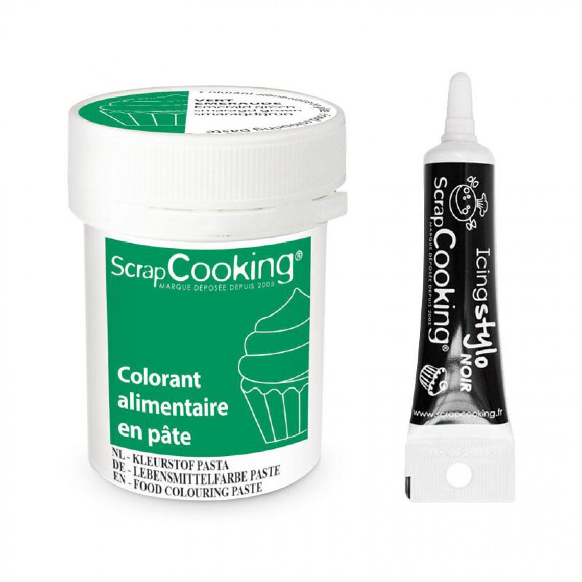 Scrapcooking - Colorant alimentaire en pâte 20 g Vert émeraude + Stylo de glaçage noir - Kits créatifs