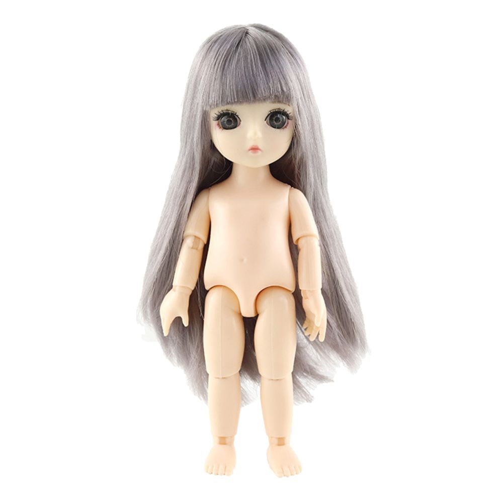 marque generique - Mignon 13 articulé princesse fille poupée jouets gris cheveux raides -Bangs - Poupées