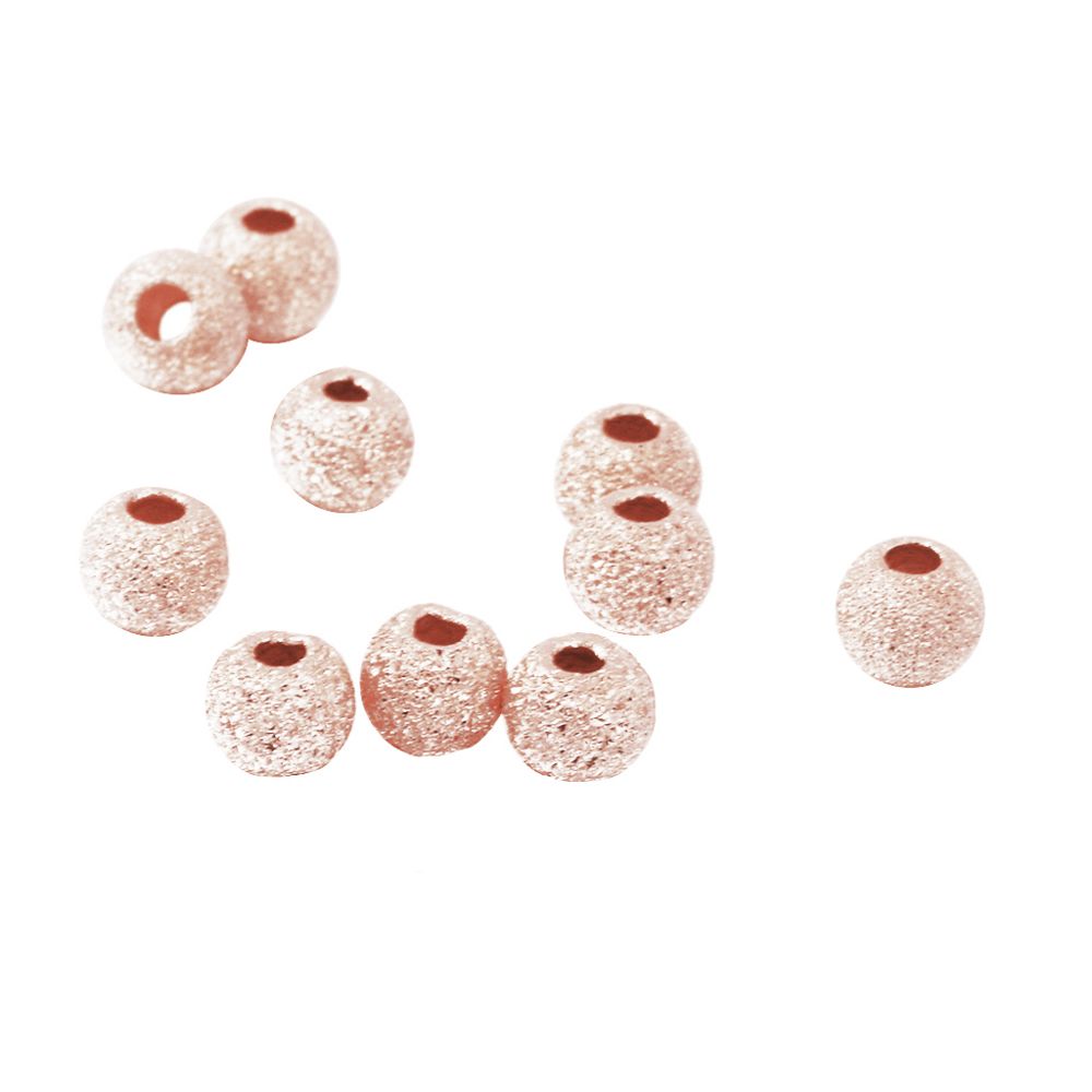 marque generique - 10pcs 925 En Or Rose Perles En Vrac Chanceux Diy Bracelet Fabrication De Bijoux Artisanat 4mm - Perles