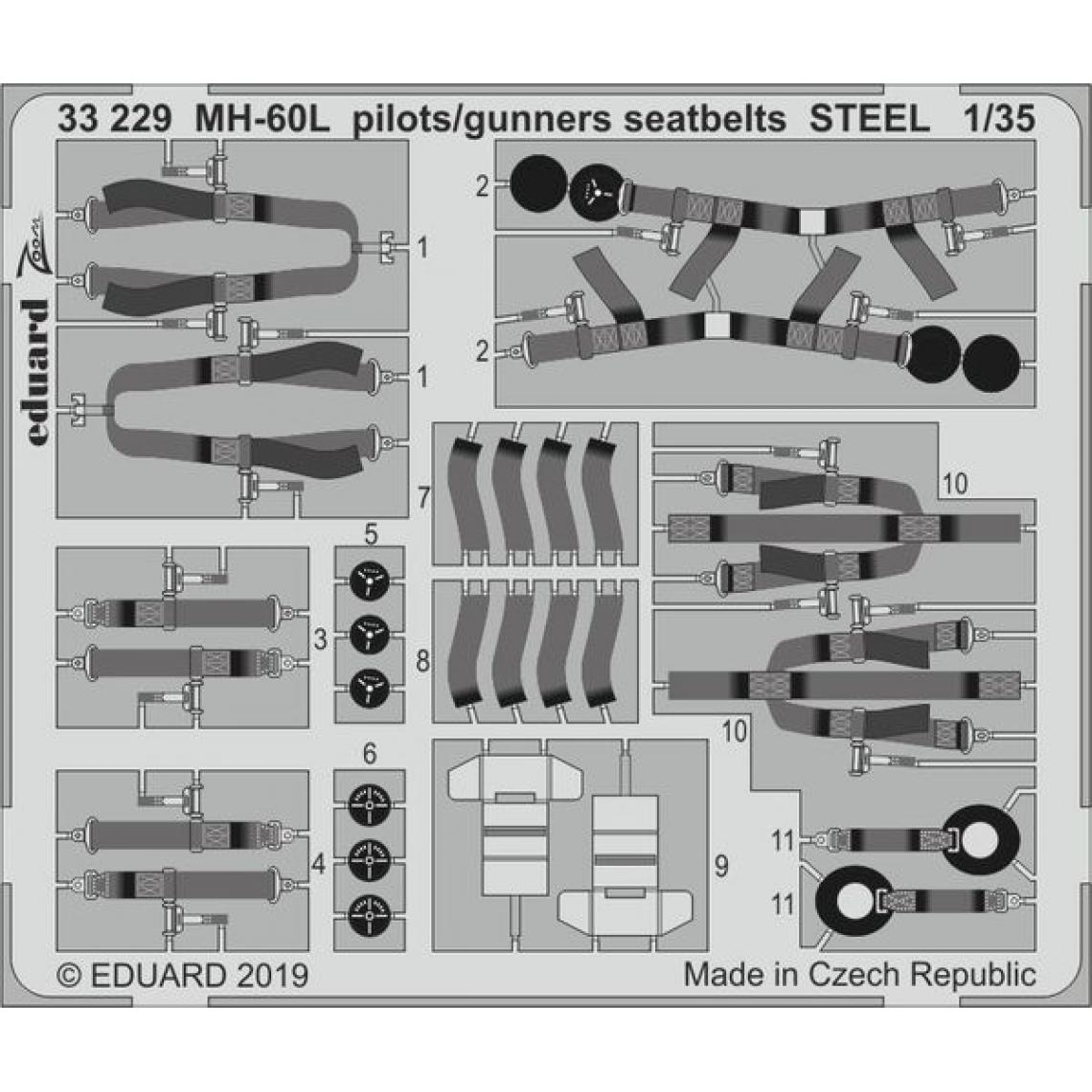 Eduard - MH-60L pilots/gunners seatbelts STEEL for Kitty Hawk - 1:35e - Eduard Accessories - Accessoires et pièces