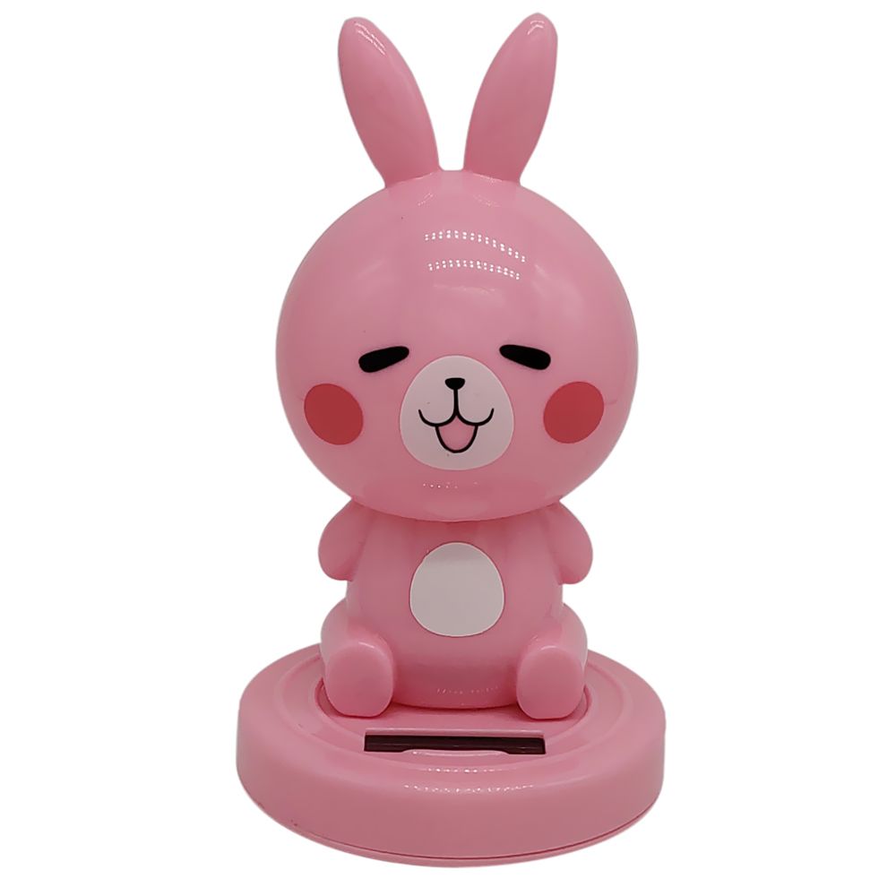 marque generique - énergie solaire noding head lapin animal figurine modèle toy home decor rose - Jeux éducatifs