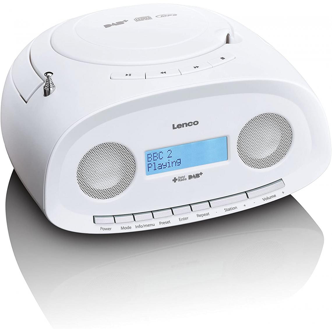 Lenco - radio portable DAB DAB+ FM AM PLL et lecteur CD USB blanc - Radio, lecteur CD/MP3 enfant