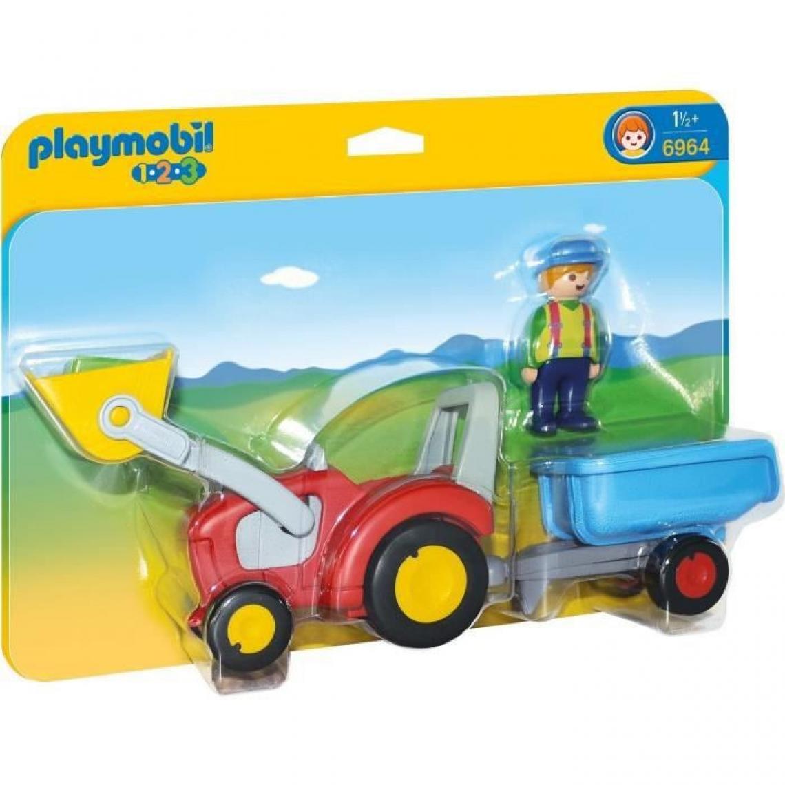 Playmobil - PLAYMOBIL 6964 - PLAYMOBIL 1.2.3 - Fermier avec Tracteur et Remorque - Playmobil