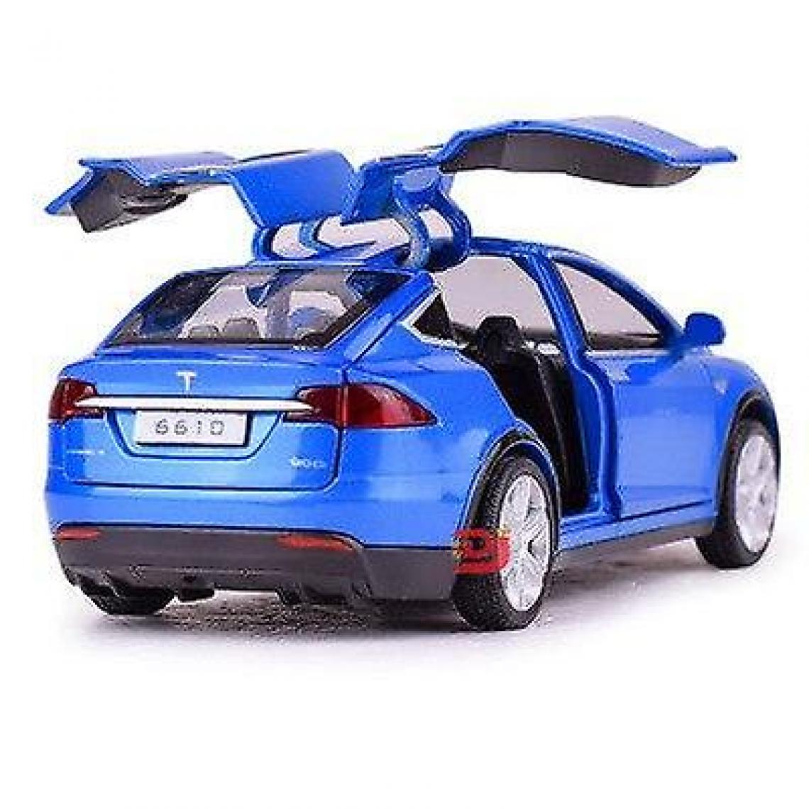 Universal - Un modèle de voiture en alliage à six portes, un modèle Tesla X avec des lumières simulées et des jouets musicaux pour les enfants.(Bleu) - Voitures
