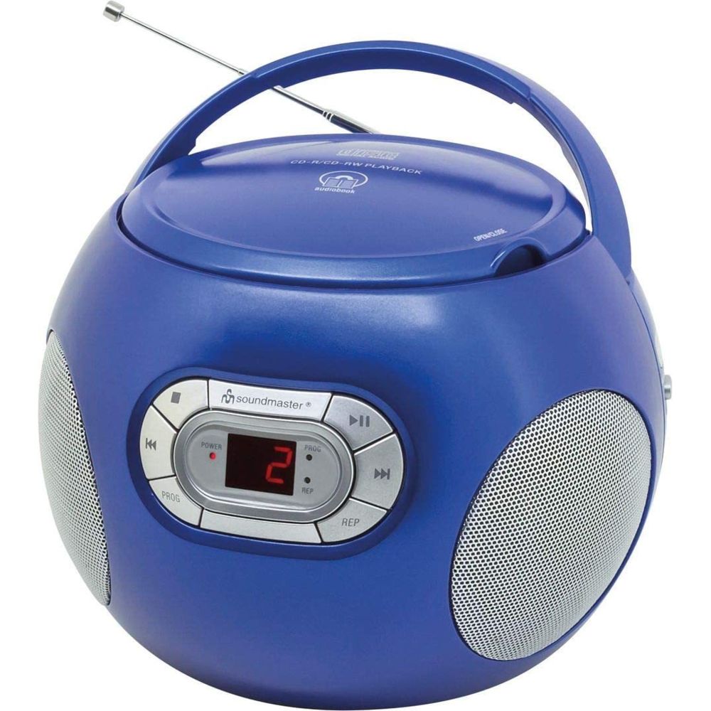 Soundmaster - radio portable FM avec lecteur CD AUX sur secteur ou piles bleu fonce - Radio, lecteur CD/MP3 enfant
