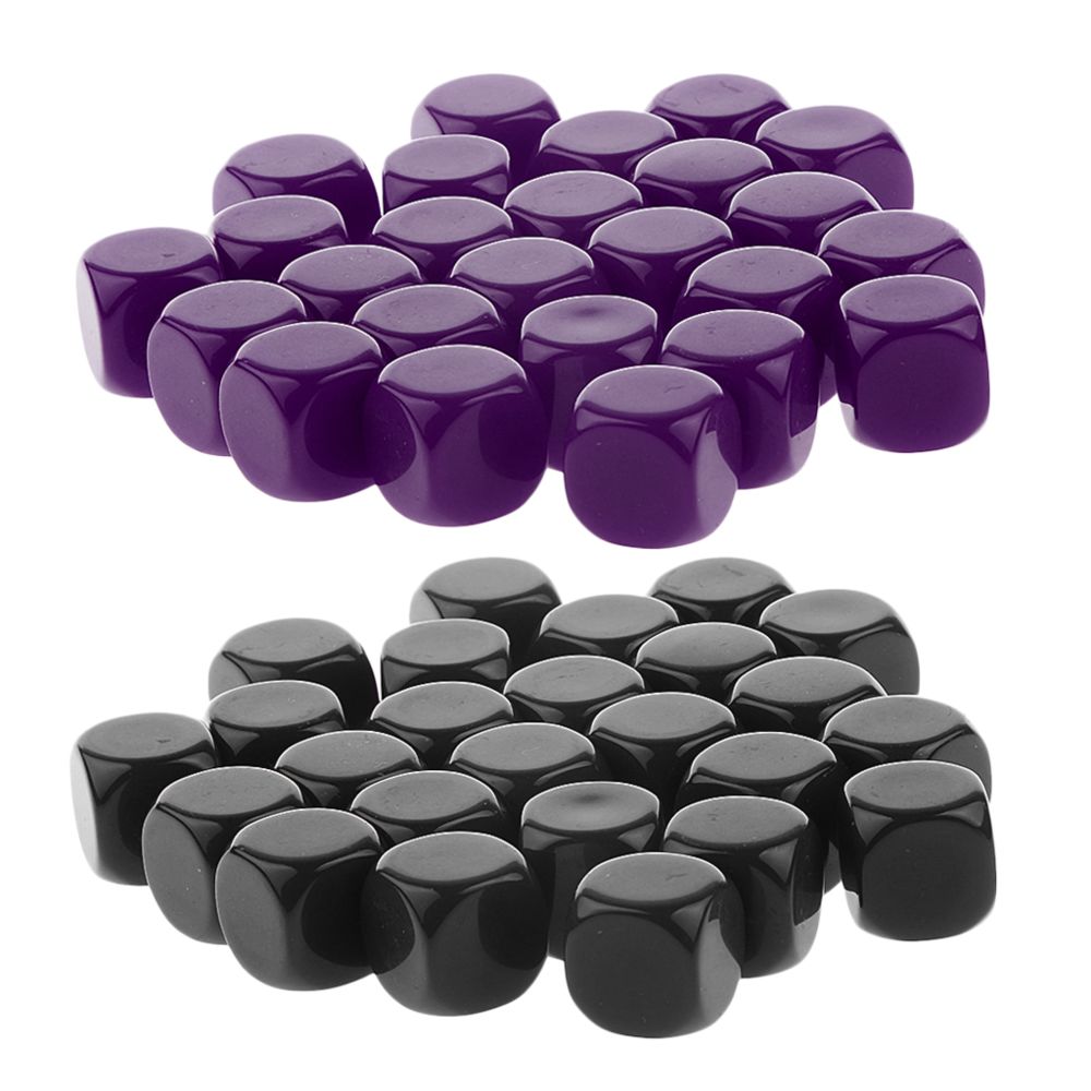 marque generique - 50 pièces opaque blanc à six faces dé D6 pour D u0026 D RPG Gaming noir et violet - Jeux de rôles