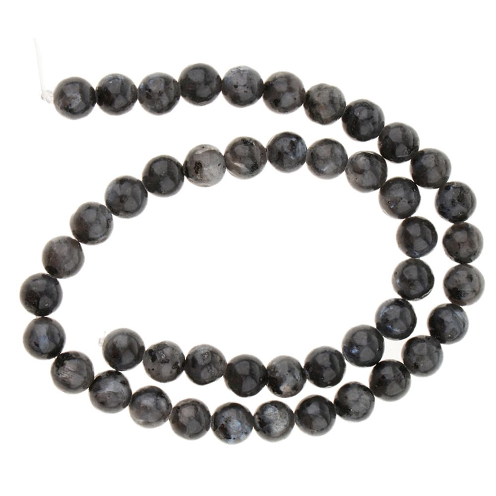 marque generique - bricolage larvikite labradorite noire pierre gemme labradorite ronde perles en vrac 8mm - Perles