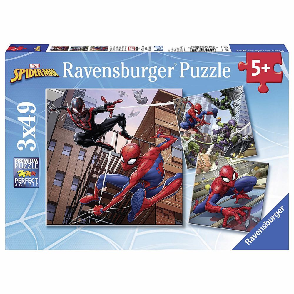 Ravensburger - Puzzles 3x49 p - Spider-man en action - Animaux