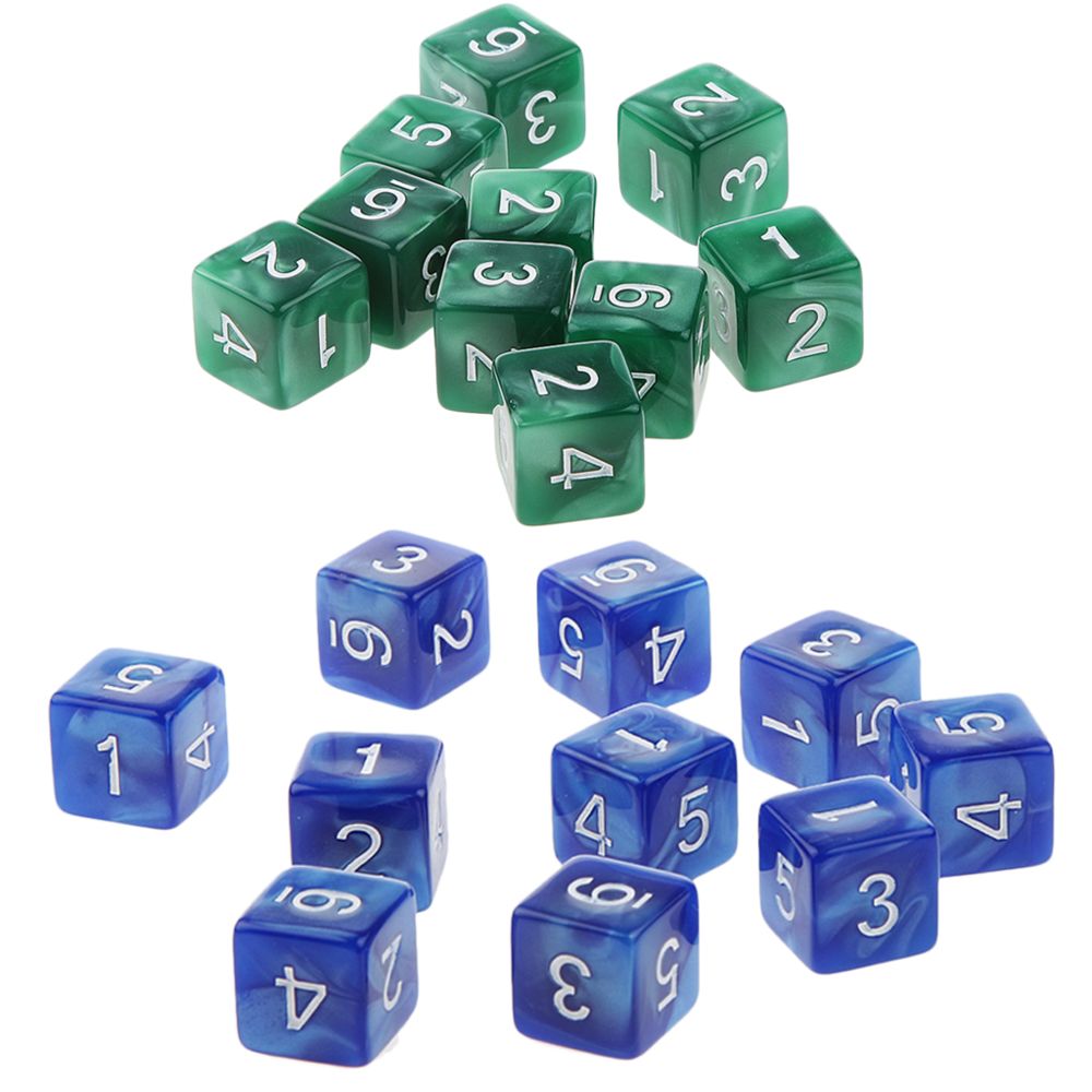 marque generique - 20 pièces dés six faces d6 pour jouer à d u0026 d jeu de fête rpg vert et bleu - Jeux de rôles
