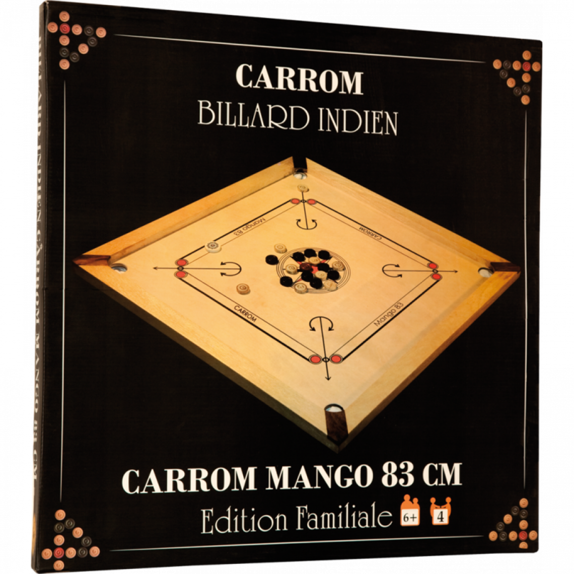 Ac-Deco - Billard Indien - Carrom Mango - 83 x 83 cm - Tables de billard