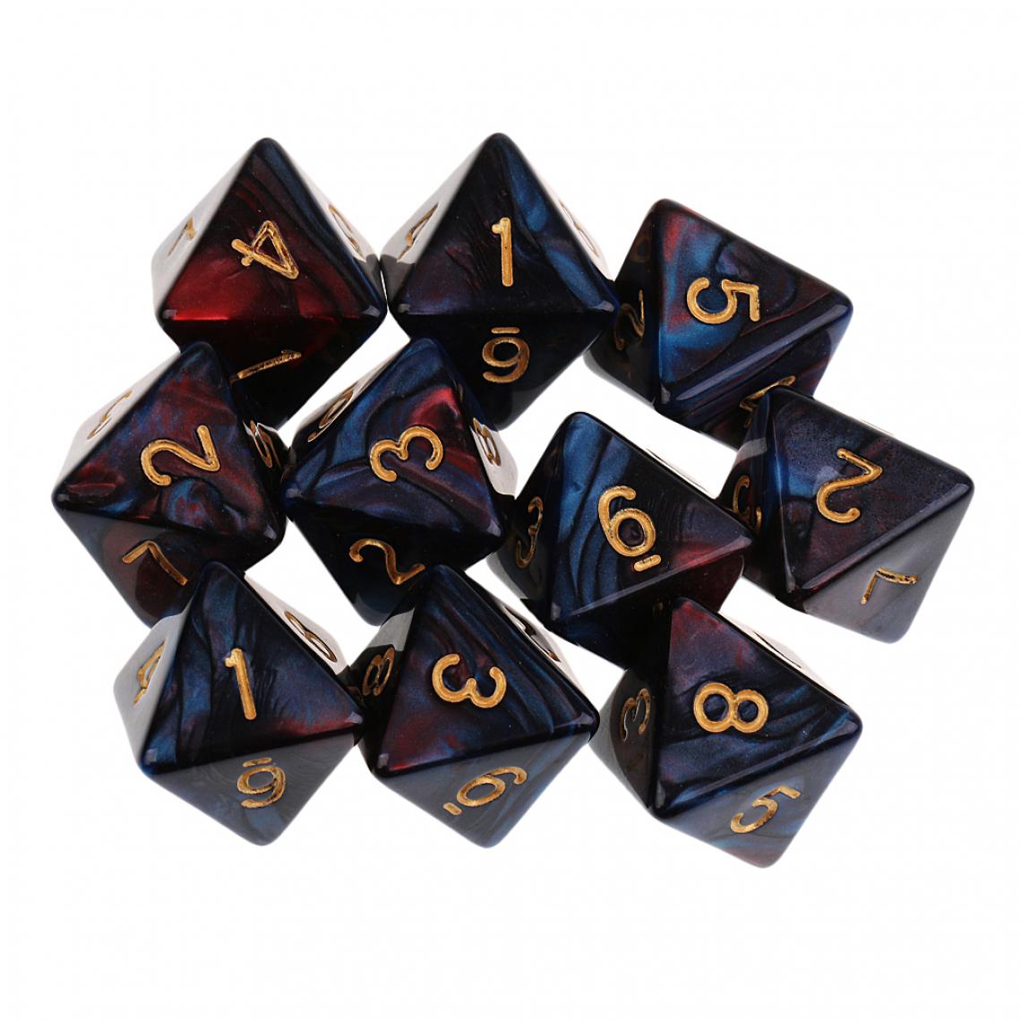 marque generique - 10pcs 8 sided dés d8 dés poliédrique pour les jeux de table des donjons et des dragons Red Blue - Jeux de rôles
