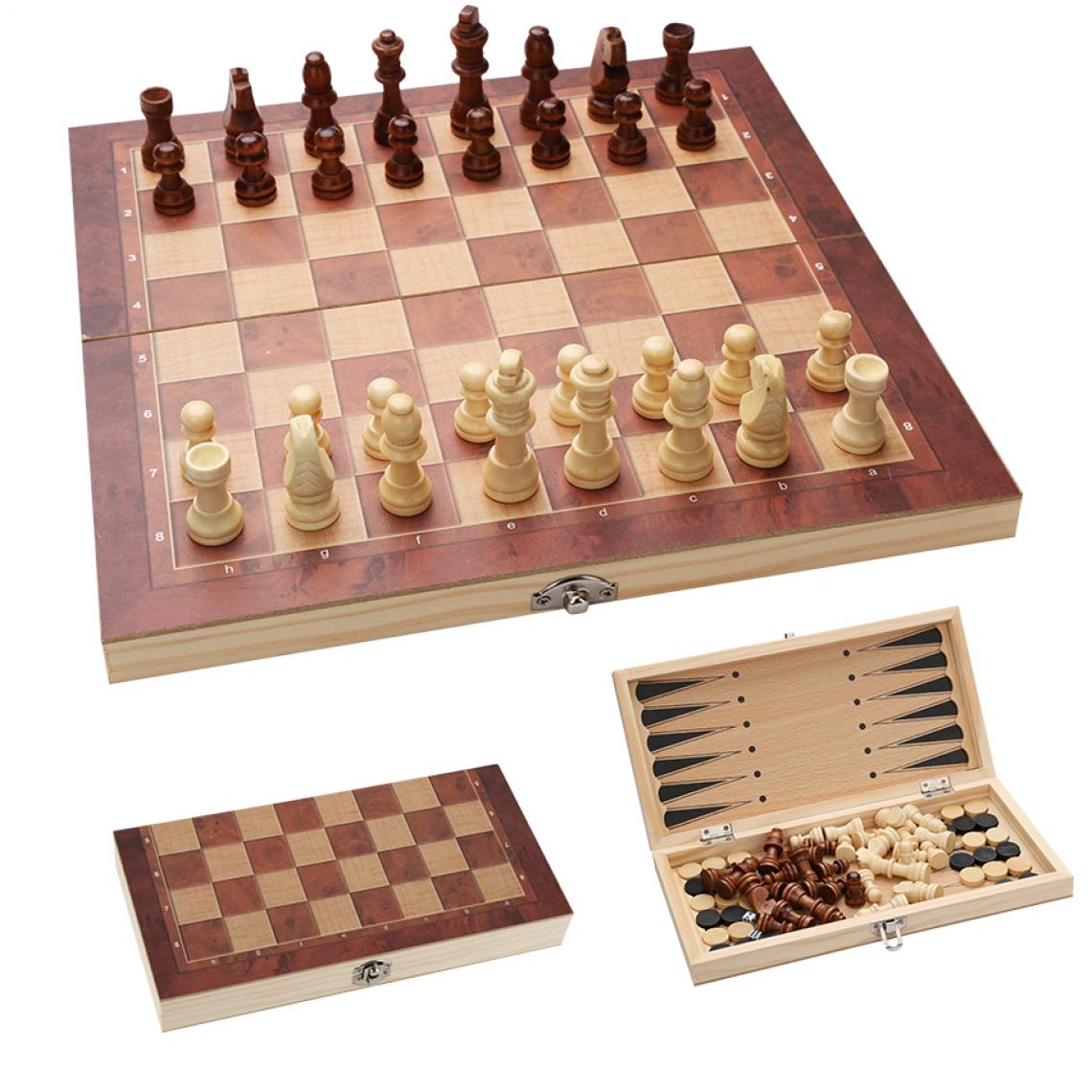 Einfeben - Jeu d'échecs Jeux de société PEARL Bois Star wars Pièces d'échecs de voyage 3 en1 29*29CM Echecs - Jeux de cartes