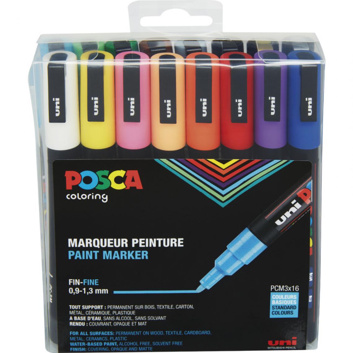 Posca - POSCA Marqueur à pigment PC-3M, étui de 16 () - Bricolage et jardinage