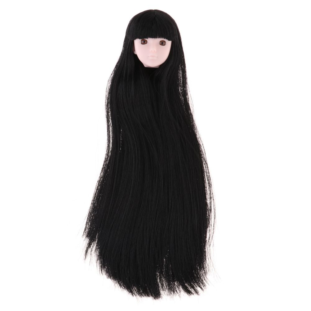 marque generique - 1/6 femme poupée bjd frange cheveux noirs tête sculpter poupée articulée à rotule pièces de bricolage - Poupons