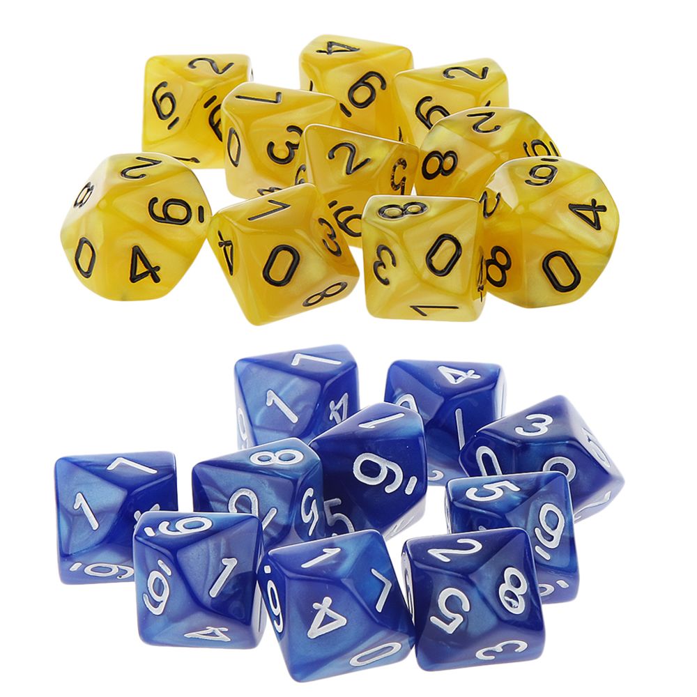 marque generique - 20 pièces dix faces dés d10 meurt pour d u0026 d rpg mtg jeu de partie jouet jaune et bleu - Jeux de rôles