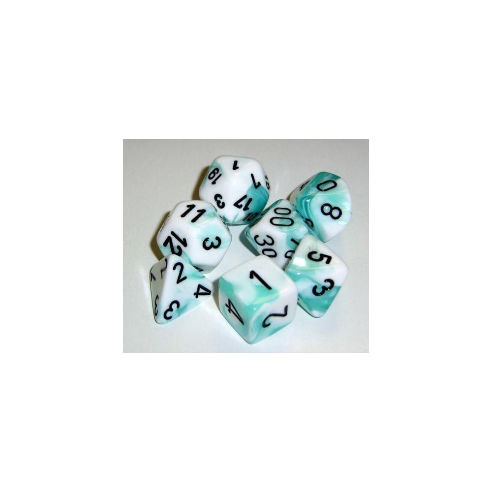 Chessex - Chessex Dice Sets Gemini Teal & White with Black - Ten Sided Die d10 Set (10) - Jeux d'adresse