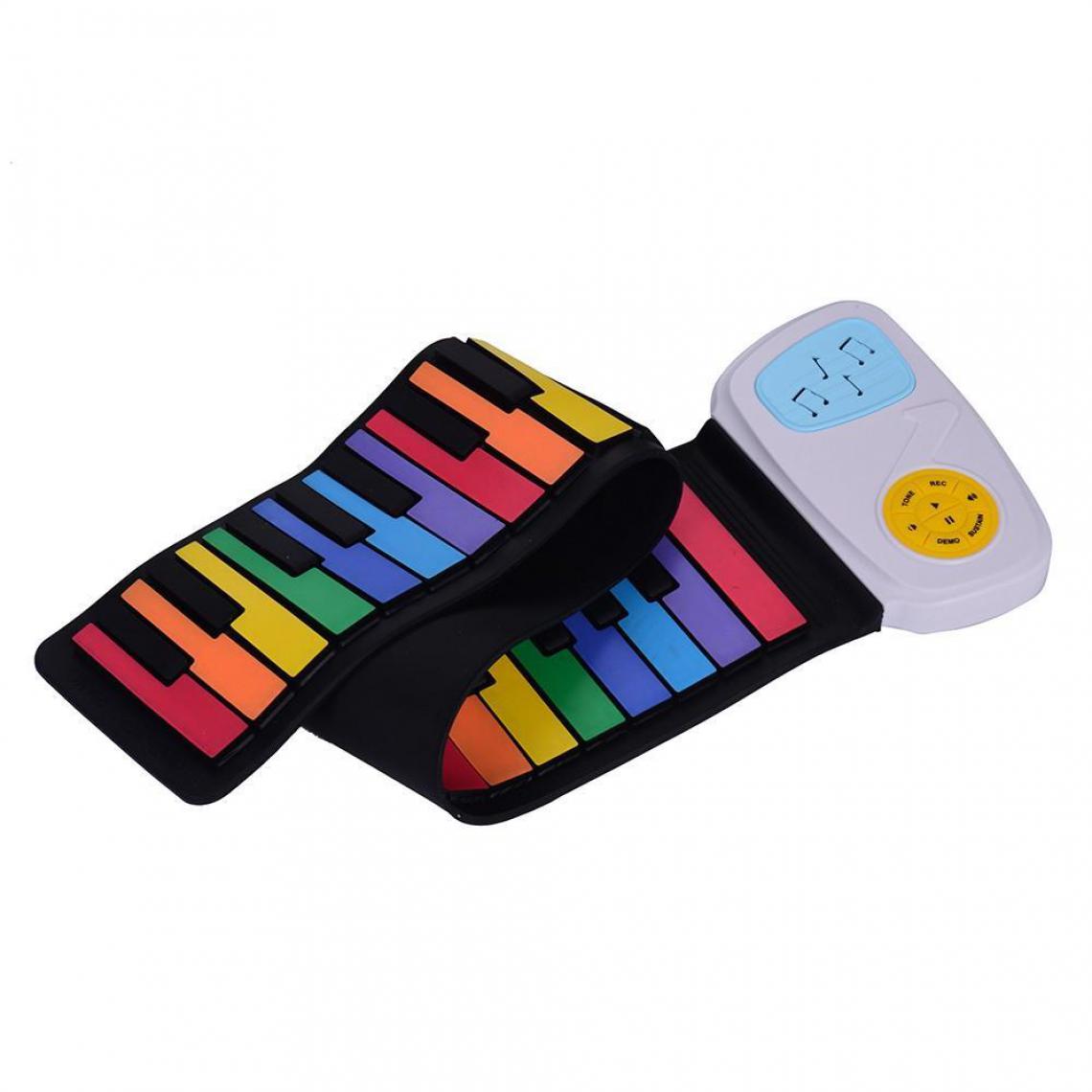 Justgreenbox - 49 touches arc-en-ciel Roll-Up Piano clavier électronique coloré silicium haut-parleur intégré jouet d'éducation musicale - T3654657597566 - Instruments de musique
