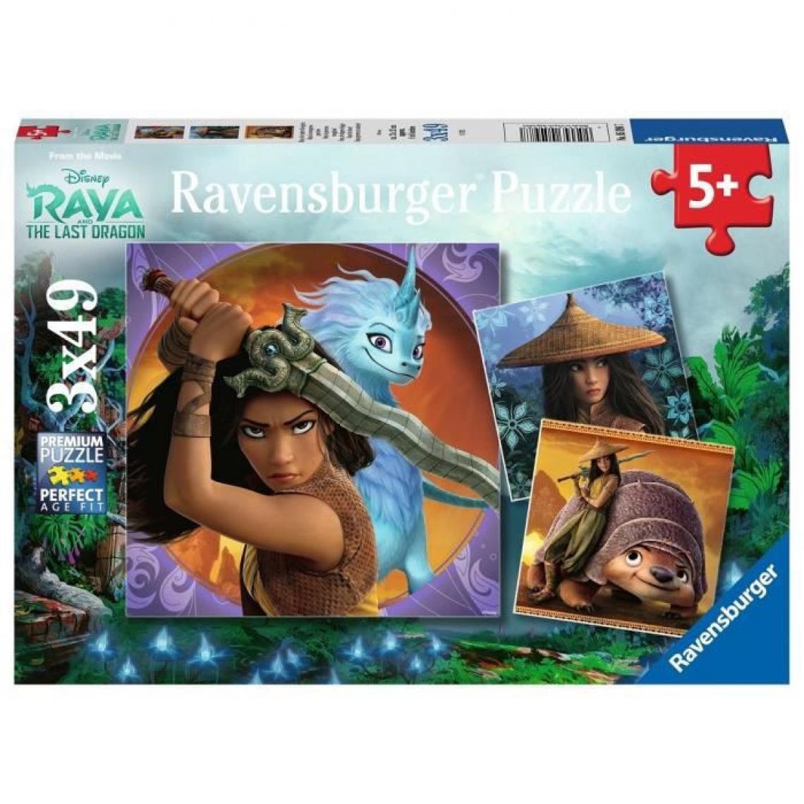 Ravensburger - Puzzles 3x49 p - Raya, la courageuse guerrière / Disney Raya et le dernier dragon - Animaux