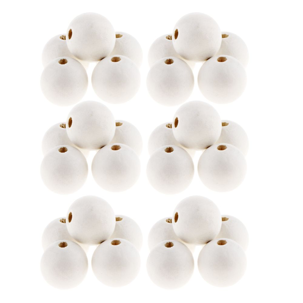 marque generique - 30 pièces rondes perles en bois bricolage artisanat bijoux faisant 14mm perles en vrac # 4 - Perles